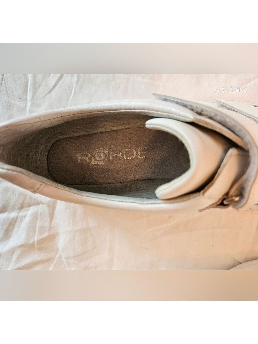 Rohdes White Leather Velcro Strap Sneakers, Size 7.5, NWOT, Some Marks Vintage - Picture 4 of 11